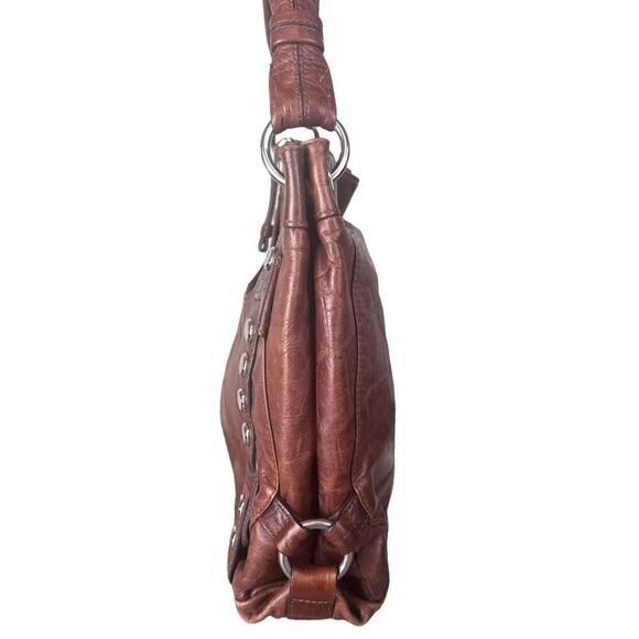 B. Makowsky Genuine Leather Hobo Studded Hobo Shoulder Bag - Picture 3 of 16